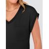image:imageANRABESS Womens Tops Summer V Neck T Shirts Cap Sleeve Work Dressy Casual Cute Trendy Side Slit Tee with Chest PocketBlack