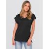 image:imageANRABESS Womens Tops Summer V Neck T Shirts Cap Sleeve Work Dressy Casual Cute Trendy Side Slit Tee with Chest PocketBlack