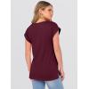 image:imageANRABESS Womens Tops Summer V Neck T Shirts Cap Sleeve Work Dressy Casual Cute Trendy Side Slit Tee with Chest PocketBurgundy