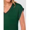 image:imageANRABESS Womens Tops Summer V Neck T Shirts Cap Sleeve Work Dressy Casual Cute Trendy Side Slit Tee with Chest PocketDark Green