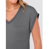 image:imageANRABESS Womens Tops Summer V Neck T Shirts Cap Sleeve Work Dressy Casual Cute Trendy Side Slit Tee with Chest PocketGray