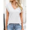 image:imageANRABESS Womens Tops Summer V Neck T Shirts Cap Sleeve Work Dressy Casual Cute Trendy Side Slit Tee with Chest PocketWhite
