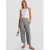 image:imageANRABESS Womens Wide Leg Palazzo Capri Pants 2026 Summer Casual High Waisted Barrel Lounge Flowy Cropped Beach Work TrousersBlack White Plaid