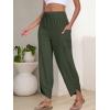 image:imageANRABESS Womens Wide Leg Palazzo Capri Pants 2026 Summer Casual High Waisted Barrel Lounge Flowy Cropped Beach Work TrousersDark Green