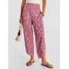 image:imageANRABESS Womens Wide Leg Palazzo Capri Pants 2026 Summer Casual High Waisted Barrel Lounge Flowy Cropped Beach Work TrousersRed White Plaid