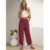 image:imageANRABESS Womens Wide Leg Palazzo Capri Pants 2026 Summer Casual High Waisted Barrel Lounge Flowy Cropped Beach Work TrousersRust Maroon