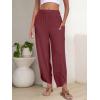 image:imageANRABESS Womens Wide Leg Palazzo Capri Pants 2026 Summer Casual High Waisted Barrel Lounge Flowy Cropped Beach Work TrousersRust Maroon