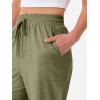 image:imageANRABESS Womens Wide Leg Palazzo Linen Pants High Waist Split Ankle Casual Lounge Beach Vacation Pants 2026 Spring SummerArmy Green