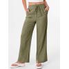 image:imageANRABESS Womens Wide Leg Palazzo Linen Pants High Waist Split Ankle Casual Lounge Beach Vacation Pants 2026 Spring SummerArmy Green
