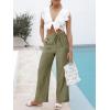image:imageANRABESS Womens Wide Leg Palazzo Linen Pants High Waist Split Ankle Casual Lounge Beach Vacation Pants 2026 Spring SummerArmy Green