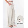 image:imageANRABESS Womens Wide Leg Palazzo Linen Pants High Waist Split Ankle Casual Lounge Beach Vacation Pants 2026 Spring SummerBeige