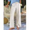 image:imageANRABESS Womens Wide Leg Palazzo Linen Pants High Waist Split Ankle Casual Lounge Beach Vacation Pants 2026 Spring SummerBeige