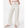 image:imageANRABESS Womens Wide Leg Palazzo Linen Pants High Waist Split Ankle Casual Lounge Beach Vacation Pants 2026 Spring SummerBeige