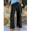 image:imageANRABESS Womens Wide Leg Palazzo Linen Pants High Waist Split Ankle Casual Lounge Beach Vacation Pants 2026 Spring SummerBlack