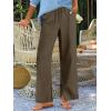 image:imageANRABESS Womens Wide Leg Palazzo Linen Pants High Waist Split Ankle Casual Lounge Beach Vacation Pants 2026 Spring SummerBrown