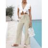 image:imageANRABESS Womens Wide Leg Palazzo Linen Pants High Waist Split Ankle Casual Lounge Beach Vacation Pants 2026 Spring SummerLight Yellow