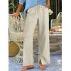 image:imageANRABESS Womens Wide Leg Palazzo Linen Pants High Waist Split Ankle Casual Lounge Beach Vacation Pants 2026 Spring SummerLight Yellow