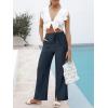 image:imageANRABESS Womens Wide Leg Palazzo Linen Pants High Waist Split Ankle Casual Lounge Beach Vacation Pants 2026 Spring SummerNavy Blue