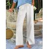 image:imageANRABESS Womens Wide Leg Palazzo Linen Pants High Waist Split Ankle Casual Lounge Beach Vacation Pants 2026 Spring SummerWhite