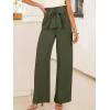 image:imageANRABESS Womens Wide Leg Palazzo Pants Belted High Waisted Business Casual Flowy Long Trousers with PocketsArmy Green