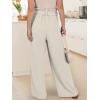 image:imageANRABESS Womens Wide Leg Palazzo Pants Belted High Waisted Business Casual Flowy Long Trousers with PocketsBeige