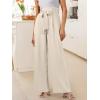 image:imageANRABESS Womens Wide Leg Palazzo Pants Belted High Waisted Business Casual Flowy Long Trousers with PocketsBeige