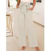 image:imageANRABESS Womens Wide Leg Palazzo Pants Belted High Waisted Business Casual Flowy Long Trousers with PocketsBeige