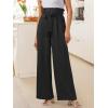 image:imageANRABESS Womens Wide Leg Palazzo Pants Belted High Waisted Business Casual Flowy Long Trousers with PocketsBlack