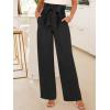 image:imageANRABESS Womens Wide Leg Palazzo Pants Belted High Waisted Business Casual Flowy Long Trousers with PocketsBlack