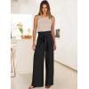 image:imageANRABESS Womens Wide Leg Palazzo Pants Belted High Waisted Business Casual Flowy Long Trousers with PocketsBlack
