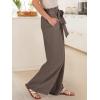 image:imageANRABESS Womens Wide Leg Palazzo Pants Belted High Waisted Business Casual Flowy Long Trousers with PocketsCoffee