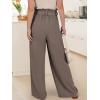 image:imageANRABESS Womens Wide Leg Palazzo Pants Belted High Waisted Business Casual Flowy Long Trousers with PocketsCoffee
