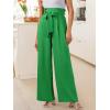 image:imageANRABESS Womens Wide Leg Palazzo Pants Belted High Waisted Business Casual Flowy Long Trousers with PocketsGreen