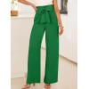 image:imageANRABESS Womens Wide Leg Palazzo Pants Belted High Waisted Business Casual Flowy Long Trousers with PocketsGreen