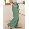 image:imageANRABESS Womens Wide Leg Palazzo Pants Belted High Waisted Business Casual Flowy Long Trousers with PocketsLight Green