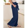 image:imageANRABESS Womens Wide Leg Palazzo Pants Belted High Waisted Business Casual Flowy Long Trousers with PocketsNavy Blue