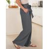 image:imageANRABESS Womens Wide Leg Palazzo Pants Belted High Waisted Business Casual Flowy Long Trousers with PocketsSmoky Grey