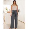 image:imageANRABESS Womens Wide Leg Palazzo Pants Belted High Waisted Business Casual Flowy Long Trousers with PocketsSmoky Grey