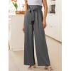 image:imageANRABESS Womens Wide Leg Palazzo Pants Belted High Waisted Business Casual Flowy Long Trousers with PocketsSmoky Grey