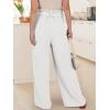 image:imageANRABESS Womens Wide Leg Palazzo Pants Belted High Waisted Business Casual Flowy Long Trousers with PocketsWhite