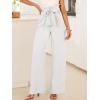 image:imageANRABESS Womens Wide Leg Palazzo Pants Belted High Waisted Business Casual Flowy Long Trousers with PocketsWhite