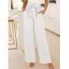 image:imageANRABESS Womens Wide Leg Palazzo Pants Belted High Waisted Business Casual Flowy Long Trousers with PocketsWhite