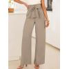 image:imageANRABESS Womens Wide Leg Palazzo Pants Belted High Waisted Business Casual Flowy Long Trousers with PocketsYellow Khaki