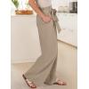 image:imageANRABESS Womens Wide Leg Palazzo Pants Belted High Waisted Business Casual Flowy Long Trousers with PocketsYellow Khaki