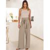 image:imageANRABESS Womens Wide Leg Palazzo Pants Belted High Waisted Business Casual Flowy Long Trousers with PocketsYellow Khaki