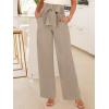 image:imageANRABESS Womens Wide Leg Palazzo Pants Belted High Waisted Business Casual Flowy Long Trousers with PocketsYellow Khaki