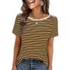 image:imageANRABESS Womens Boat Neck Tops Short Sleeve TShirts Causal Fashion Tee Shirts 2026 Summer Spring ClothesBrown White Stripe