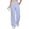 image:imageANRABESS Womens Gingham Pants  Casual Lounge Pajama Bottoms for Home Sleep Resort WearBlue White Stripe