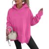 image:imageANRABESS Womens Oversized Hoodies Long Sleeve Fleece Side Slit Hooded Sweatshirts Pullover 2026 Fall Outfits Y2K ClothesHot Pink
