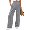 image:imageANRABESS Womens Pants Wide Leg Waffle Knit Casual Stretchy Work Dress Pants 2026 Pull on Business Slacks Trousers OutfitsLight Grey